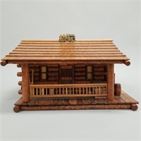 Dale Smith signed handcrafted log cabin birdhouse