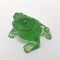 Lalique France signed green glass toad with label