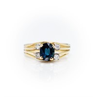Vintage 14kt Gold Sapphire Diamond Engagement Ring