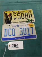 New Jersey and Michigan License Plates
