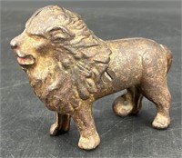 Antique Straight Screw Cast Iron Lion Coin Bank