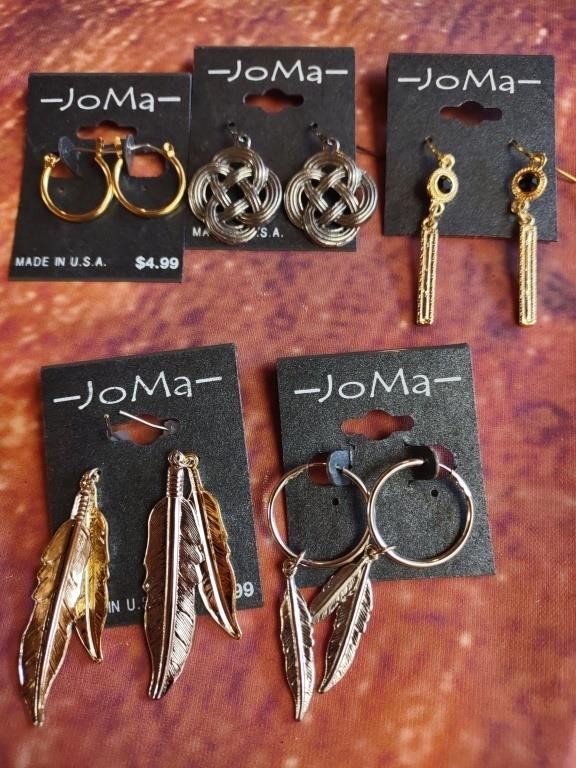 (5) Pair JoMa Earrings, New