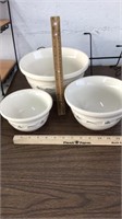 Longaberger set 3 Mixing Bowls Pottery Woven