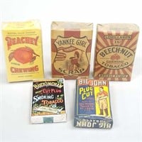 Five antique tobacco paper packets - unopened /