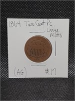 1864 Two Cent Piece (Large Motto)