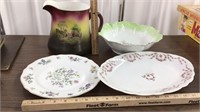 Vintage pitcher, bowl, platter & plate