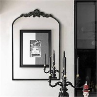4F-Arched Mirror,Black Traditional Vintage Or