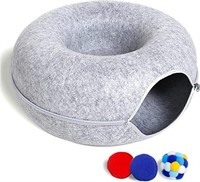 Cat Tunnel Bed for Indoor Cats with 3 Toys, Scratc
