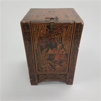 Oriental designed lacquered cabinet- 14 3/4" wide,