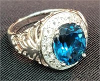 Sterling Silver Barehipani London Blue Topaz Ring