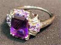 Sterling Silver Color Enhanced Amethyst Ring