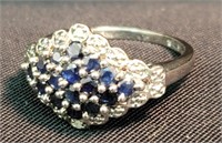 Sterling Silver Sapphire & Diamond Accents Ring