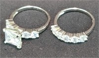 Sterling Silver & CZ 2pc Wedding Set