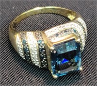 10k Yellow Gold  London Blue Topaz & Diamond Ring