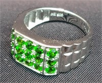 Sterling Silver Diopside Gentleman's Ring