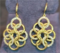 14k Yellow Gold Dangle Earrings w/ Diamond Accents