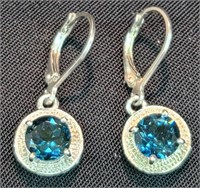 Sterling Silver 2.84CTW London Blue Topaz Earrings