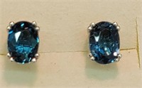 Sterling Silver Brazilian Blue Topaz Stud Earrings