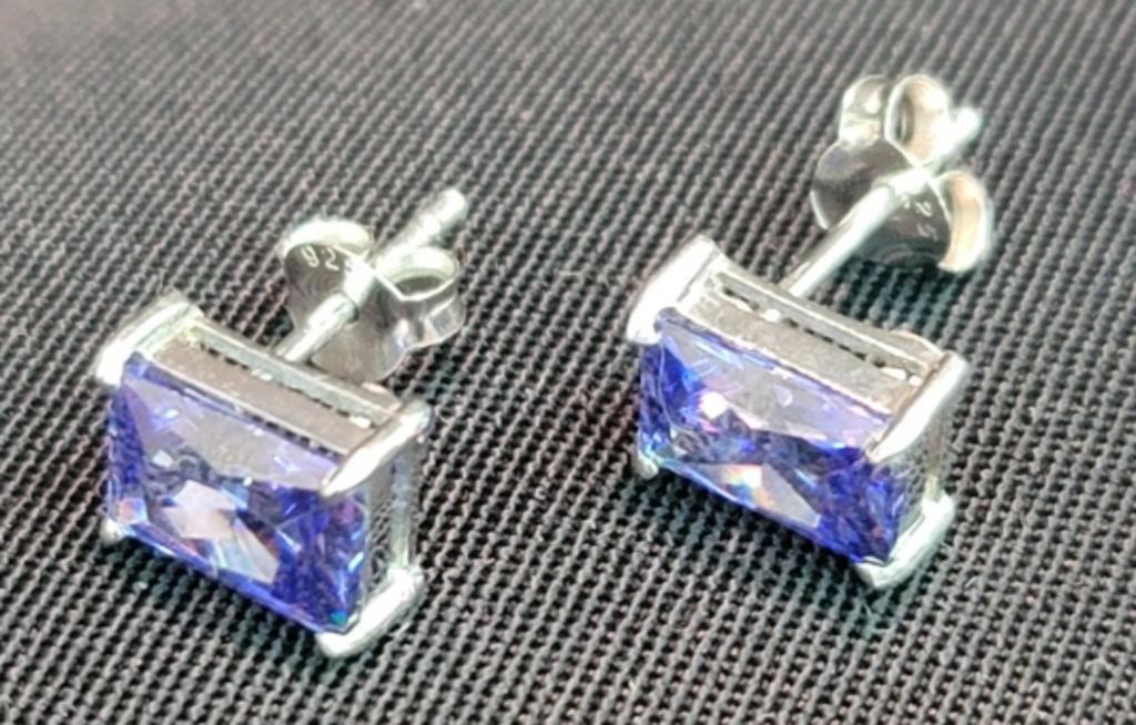 Sterling Silver Simulated Tanzanite Earrings