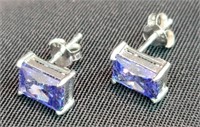 Sterling Silver Simulated Tanzanite Earrings