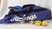 Rawlings Bat Sports Bag with (10) Softballs