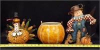 (2) Candle Holders; Pumpkin Décor