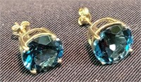 10k Gold Barehipani London Blue Topaz Earrings