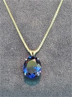 Sterling Silver Lab Created Blue Spinel Pendant