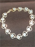 Sterling Silver Glacier Topaz Heart Design Bracelt