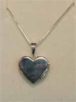 Sterling Silver Heart Locket & Box Style Chain