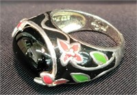 Sigal Sterling Silver & Enamel Lady's Ring