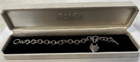 Zales Diamond & Sterling Chain Link Heart Bracelet