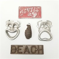Group of metal items including cast iron BEACH
