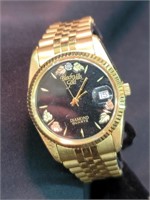 Men's Black Hills Gold Inlaid Wrist Watch