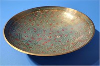 Vintage Champleve on Brass Bowl From India
