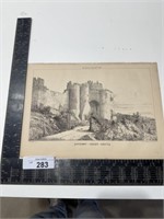 Vintage ARTWORK ARCHITECT, 1869 Dover castle