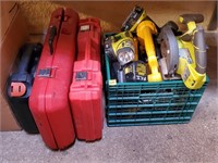 Box of Assorted Power tools as is
