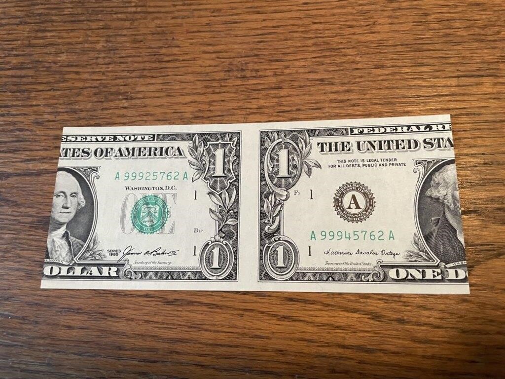 NEW RARE DOLLAR BILL- MISFORMED CUTTING.