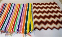 Hand Made Crocheted Throw Blankets - Rainbow