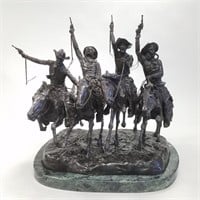 Monumental Remington recast bronze group "Coming