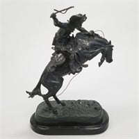 Remington recast bronze horse and rider "Bronco