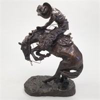 Remington recast bronze horse and rider "Rattle