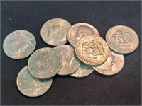 10pcs Mixed Clad Kennedy Half Dollars