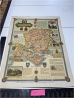 Old map Isle of Wight 1947 Hampshire dedicated to