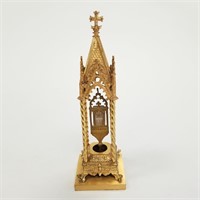 Antique gilt bronze gothic style reliquary 15"T