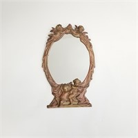 Art nouveau metal figural mirror 11"W 18"H