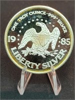 1985 1oz .999 Silver Liberty Round Toned