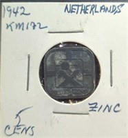 Square 1942, Netherlands zinc coin