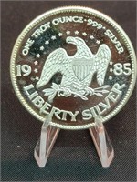 1985 1oz .999 Silver Liberty Round Toned