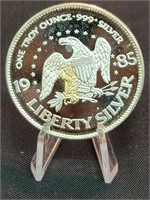 1985 1oz .999 Silver Liberty Round Toned